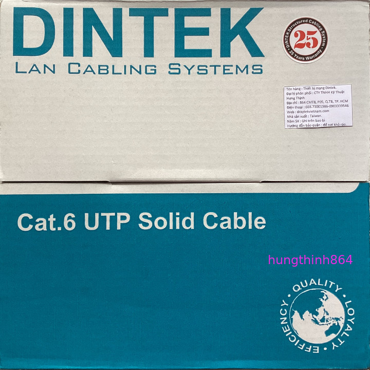 Cáp mạng CAT6 UTP 100m Dintek (1101_04005CH) - Hàng chính hãng