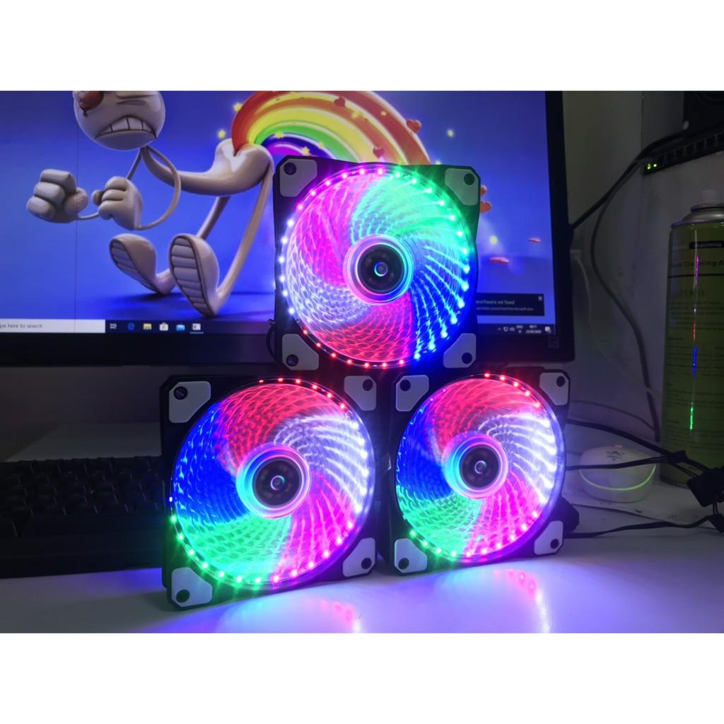 Fan LED Tản Khí Case CPU 33 Bóng LED 5 màu, Fan 12