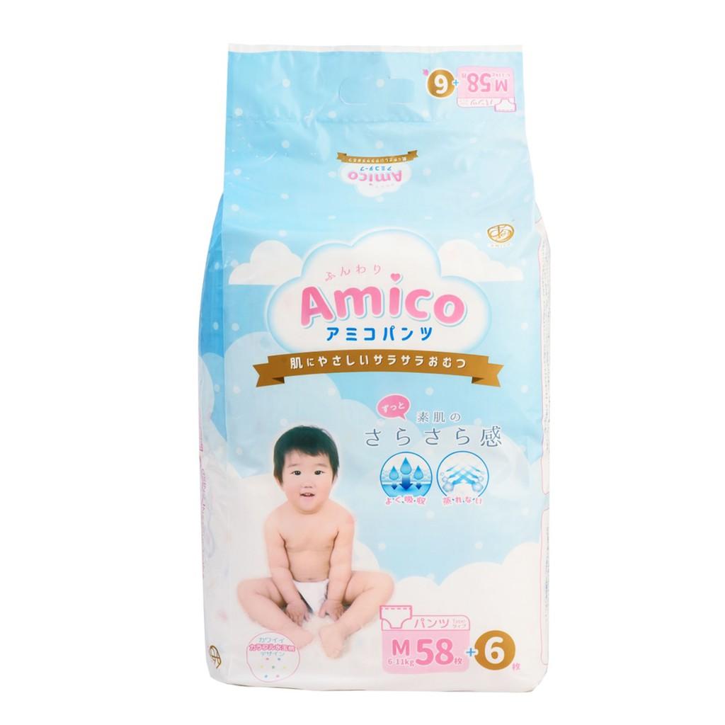 Bỉm - Tã quần Amico size M 58 + 6 miếng (Cho bé 6 - 11kg)