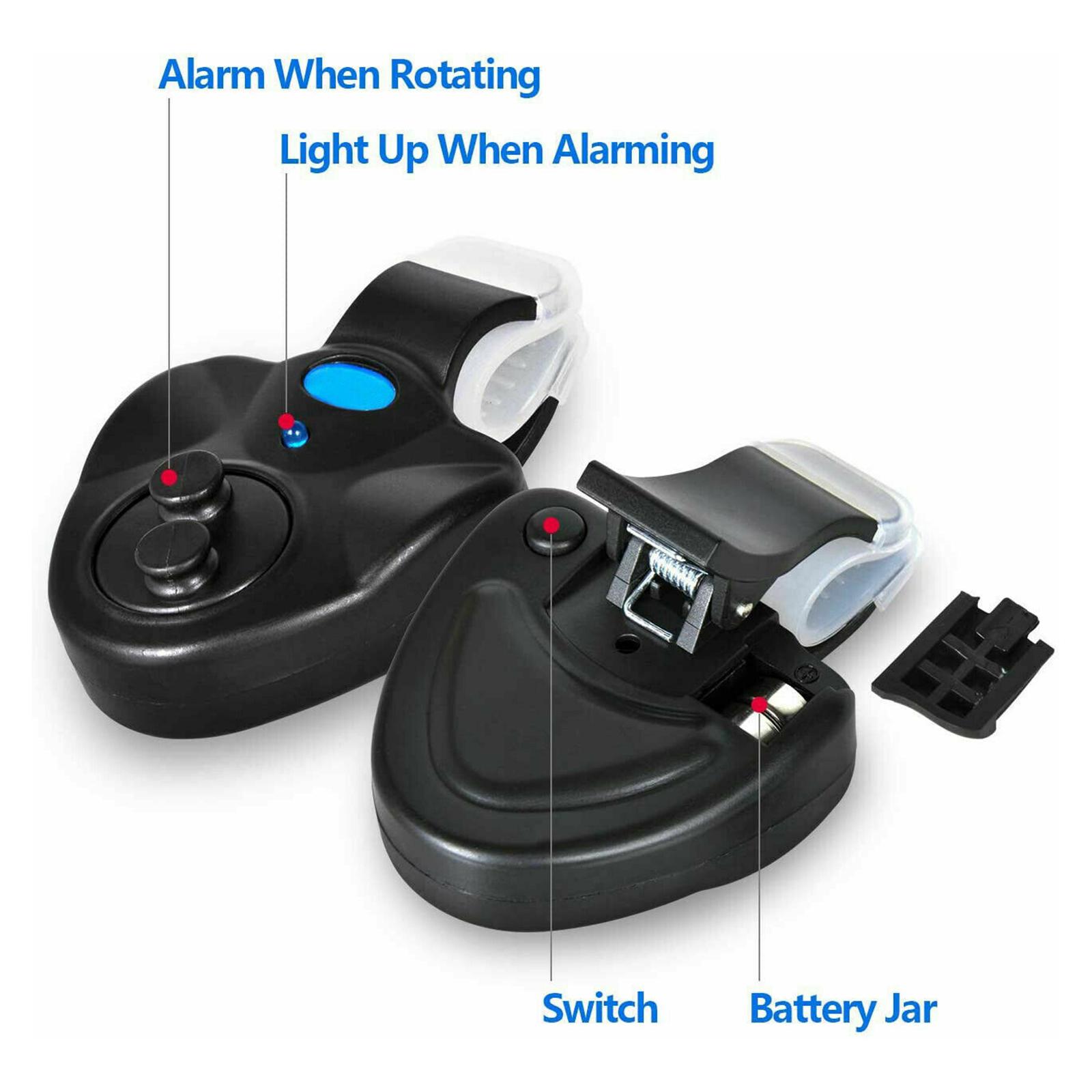 Electronic LED Fishing Bite Alarm Light Sound Alert Bell Clip On Fishing Alertor
