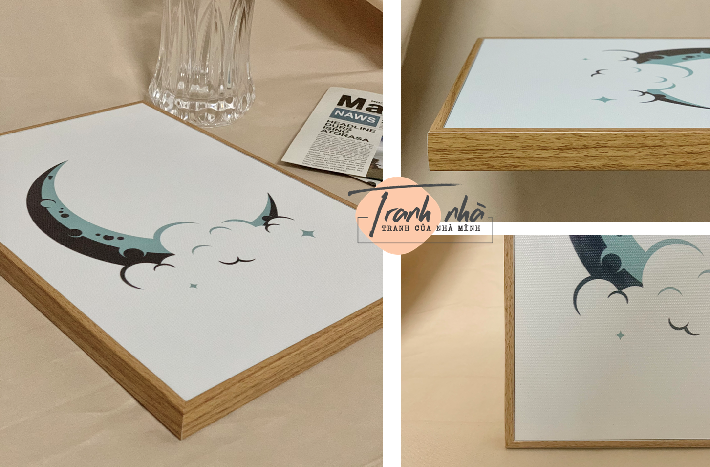 Bộ 3 tranh canvas Tối giản (Minimalism) - Lá cây - ARTN102