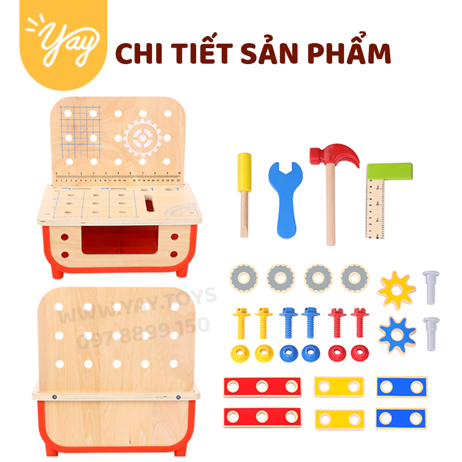 Mô Hình Gỗ Bàn Thợ Mộc Cho Bé  2+ - Tooky toy