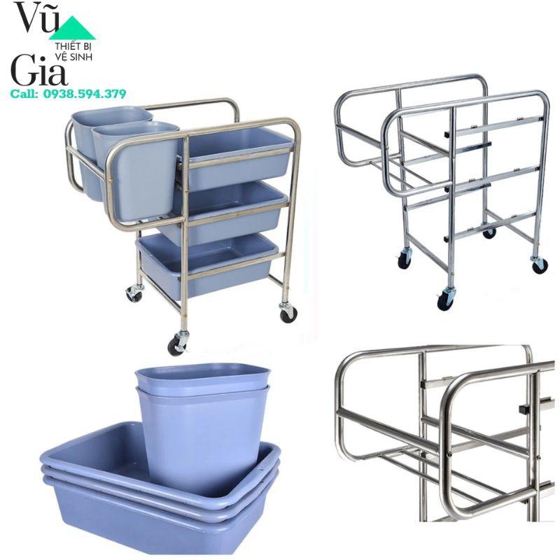 Xe đẩy thu dọn thức ăn nhà hàng khách sạn bằng nhựa VG-015