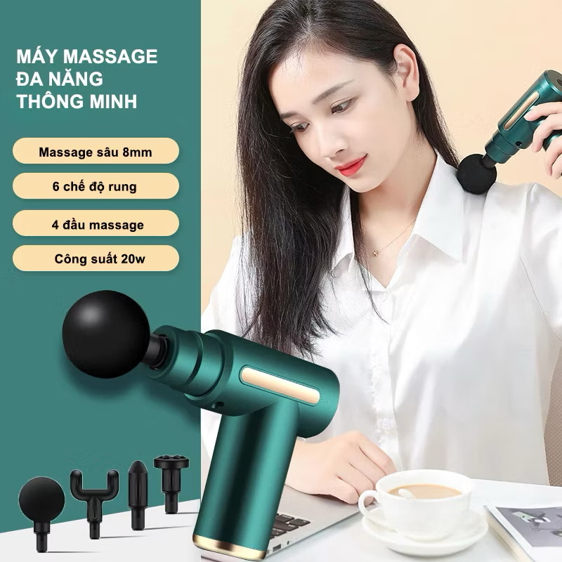 Máy Massage Cầm Tay Mini, Súng Massage Cầm Tay Mini Toàn Thân 6 Cấp Độ Chuyên Sâu Đa Năng