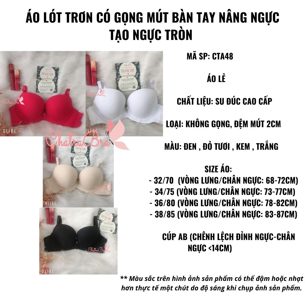 Áo lót trơn có gọng mút bàn tay nâng ngực tạo ngực tròn