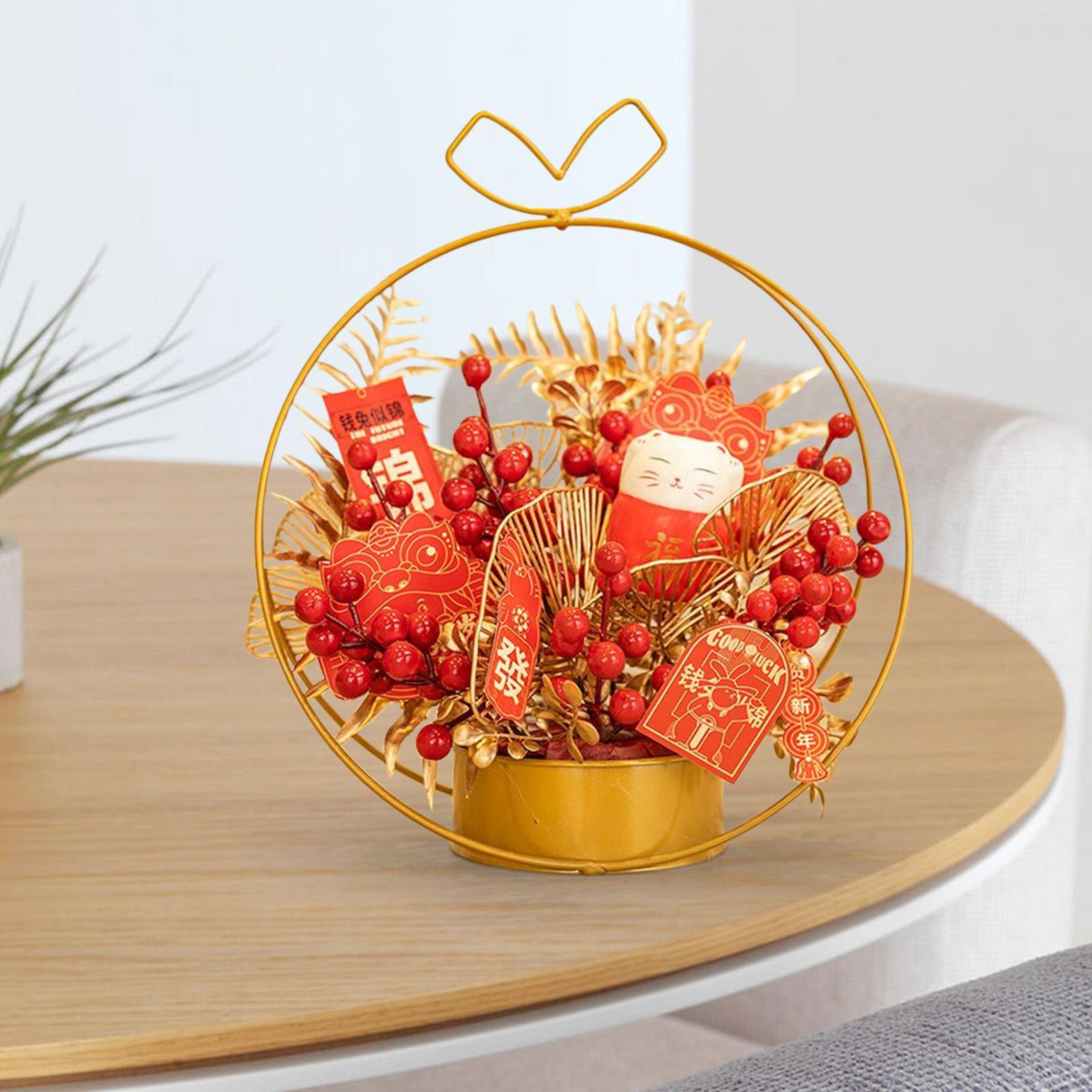 Chinese Flower Iron Basket New Year Ornament Wedding Party Gift Accessory