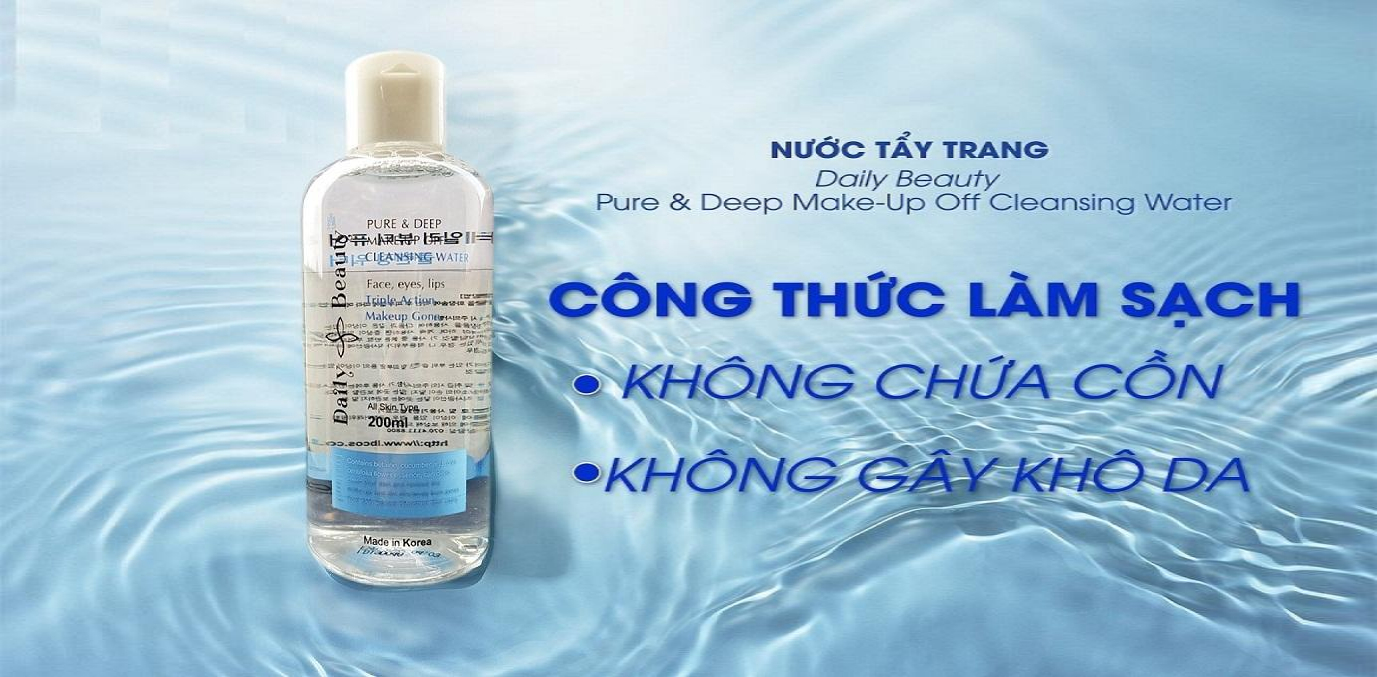 Combo 7 hộp Nước tẩy trang Daily Beauty Pure &amp; Deep Make-up Off Cleansing Water R&amp;B Việt Nam phân phối độc quyền sản phẩm nhập khẩu chính ngạch Hàn Quốc