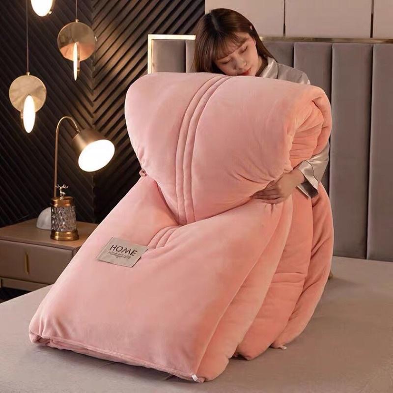 Chăn nhung sữa, chăn đông nỉ mịn Home 1 màu hàng nhập khẩu nặng 4kg