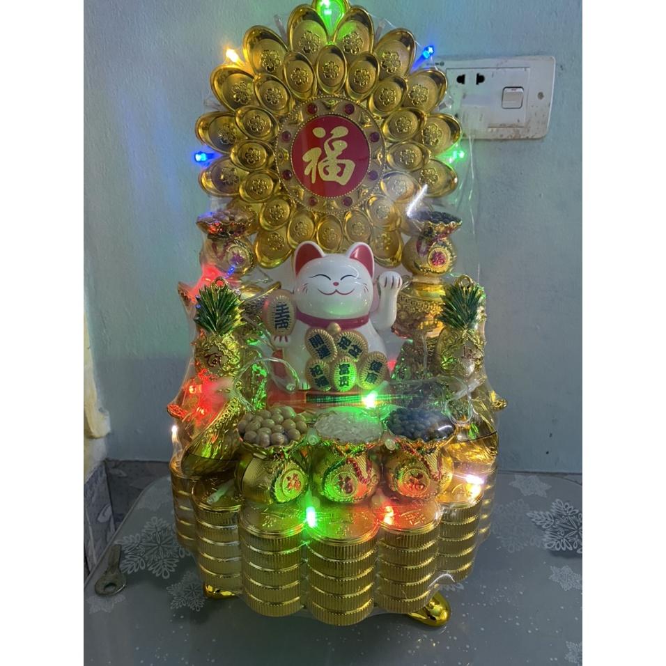 Tháp mèo thần tài trắng có đèn led