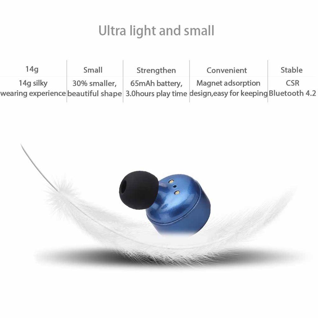 Mini Wireless Bluetooth 4.2 Headphones Noise Cancelling Stereo Earbud