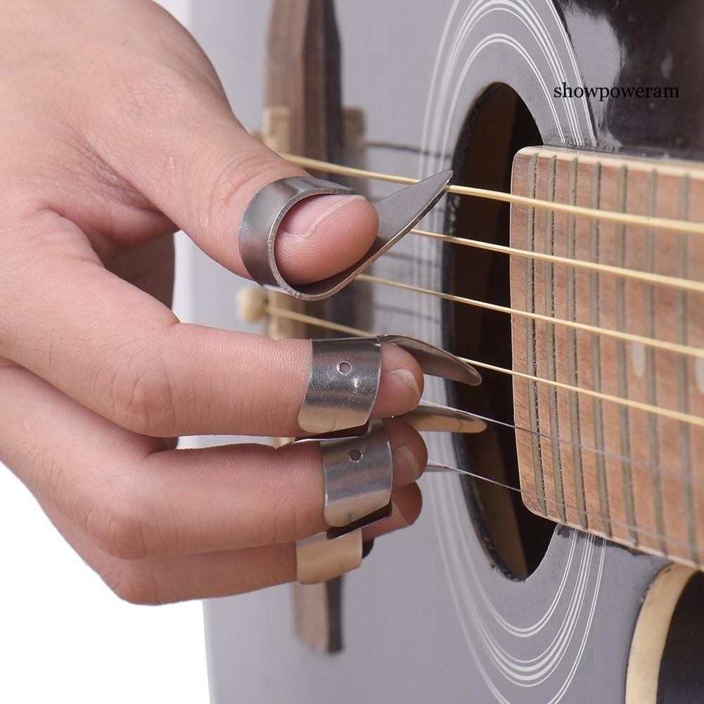 1 Ngón Tay Cái Với 3 Đầu Ngón Tay Bằng Kim Loại Cho Guitar Ukulele Ukulele