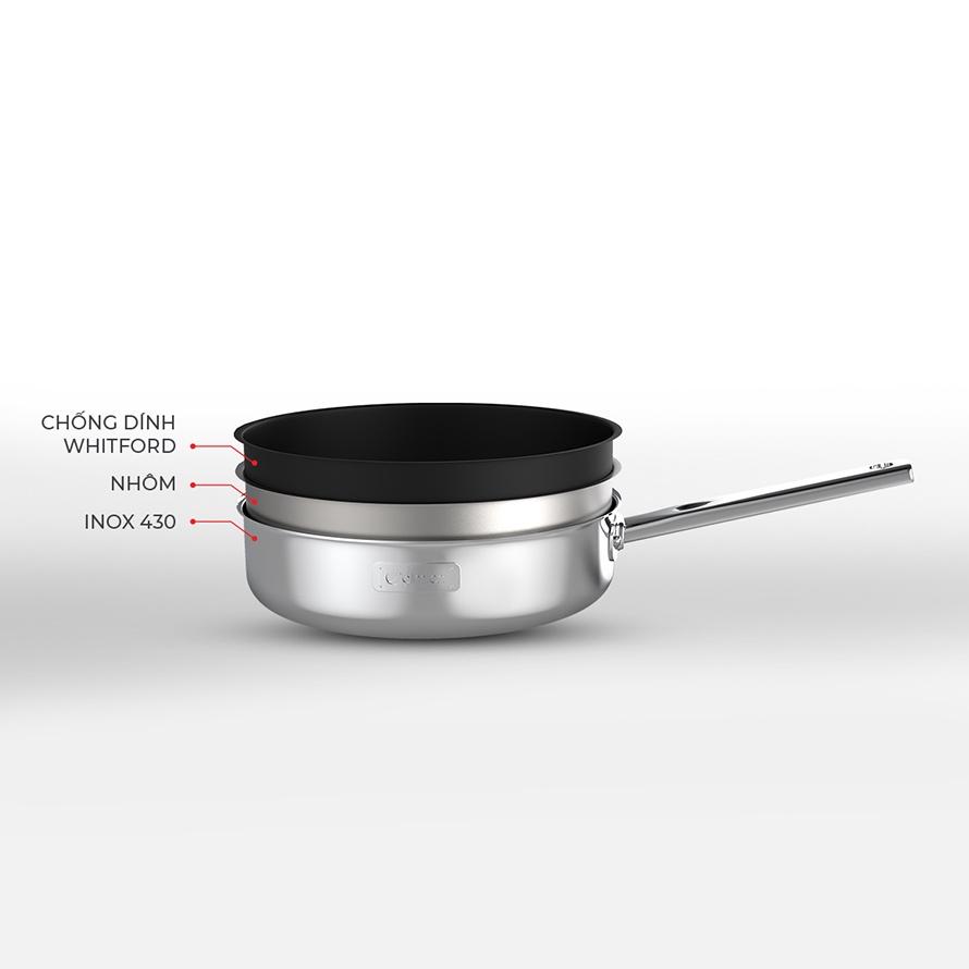 Chảo Elmich Inox 2 lớp cao cấp đáy liền Tri-max XS EL-3752 size 24cm