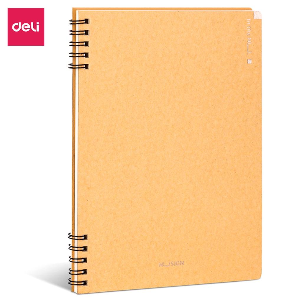 Sổ Còng Gáy Xoắn 10 Còng Bìa Kraft A5 60 Trang Kẻ Ngang Nusign Deli - Phù Hợp Làm Sổ Kế Hoạch Planner Sử Dụng Như Tập Vở Học Sinh - NS291