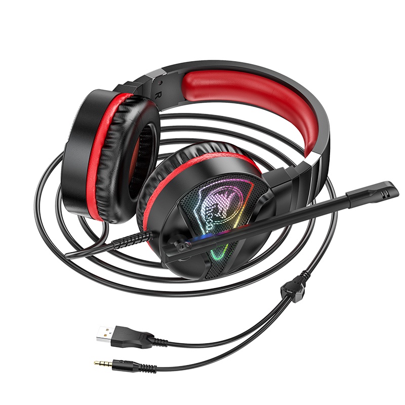 Tai Nghe Chụp Tai Gaming HOCO W104, Có Micro Và Xbox PS4, Đèn LED Ngầu, Quyến Rũ Headphone Chơi Game, Có Dây - Hàng Chính Hãng.