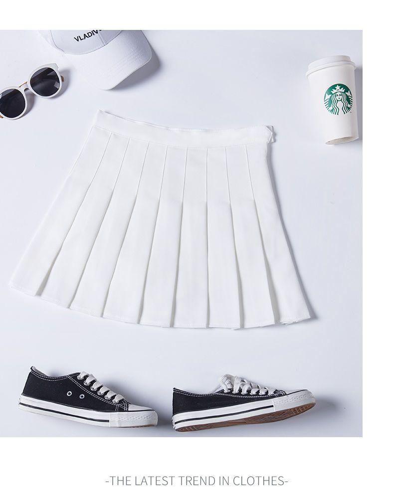 SHUANGYAN Váy xếp nếp nữ xuân hạ váy ngắn màu đen âu phục sinh viên ngắn eo cao chữ A lộ ra gầy nửa người váy