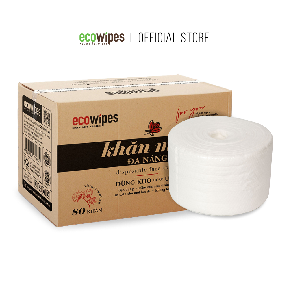 Khăn mặt khô đa năng EcoWipes cuộn 80 tờ size 20x20 dày 50gsm dùng trong Spa tiệm tóc siêu tiết kiệm