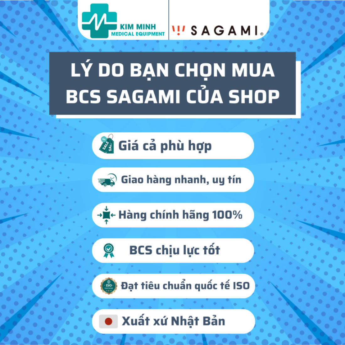 Bao cao su Sagami Miracle size 52mm hộp 5 chiếc, 10 chiếc