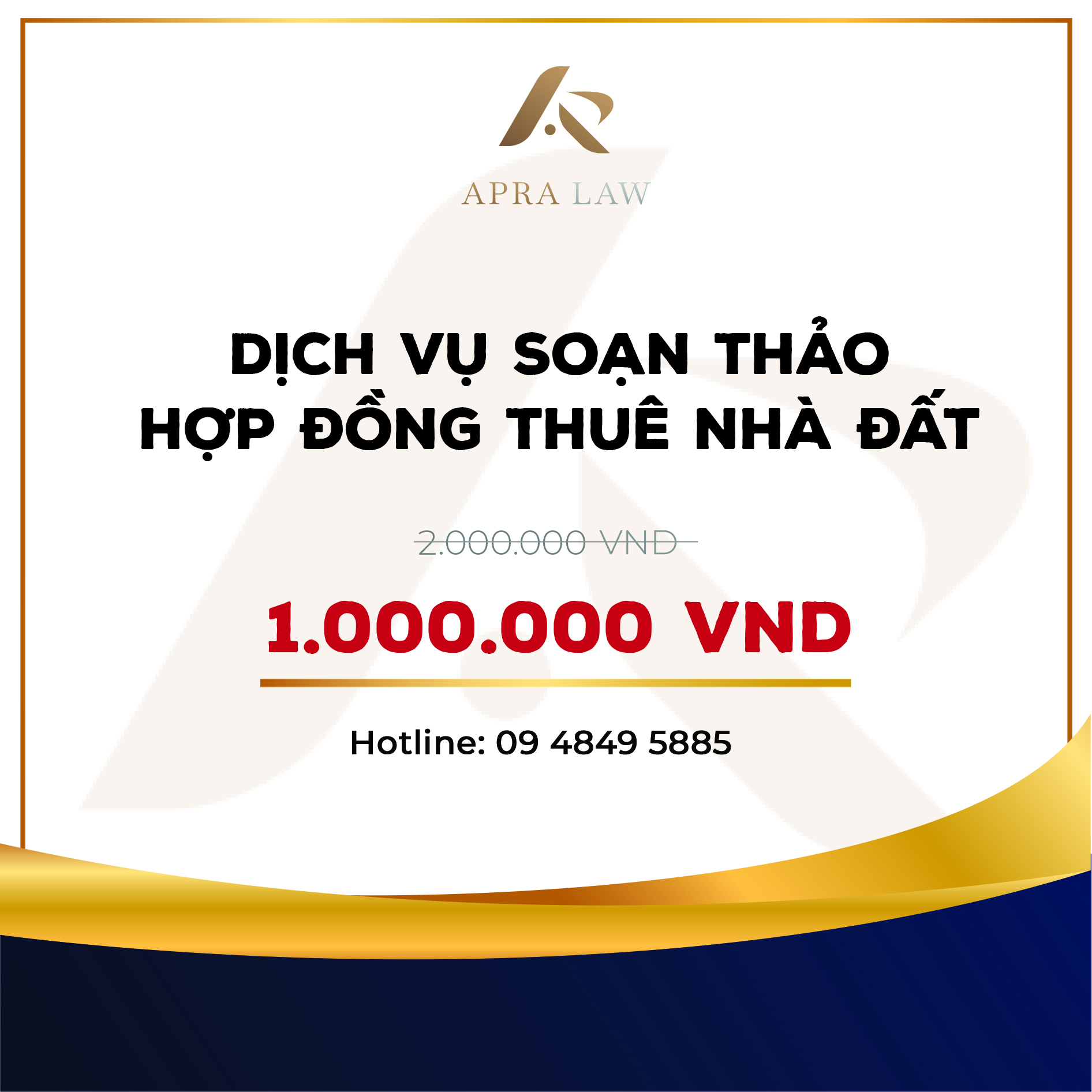 Hình ảnh VOUCHER - [ST003] - DỊCH VỤ SOẢN THẢO HỢP ĐỒNG THUÊ NHÀ ĐẤT- Công ty Luật Apra