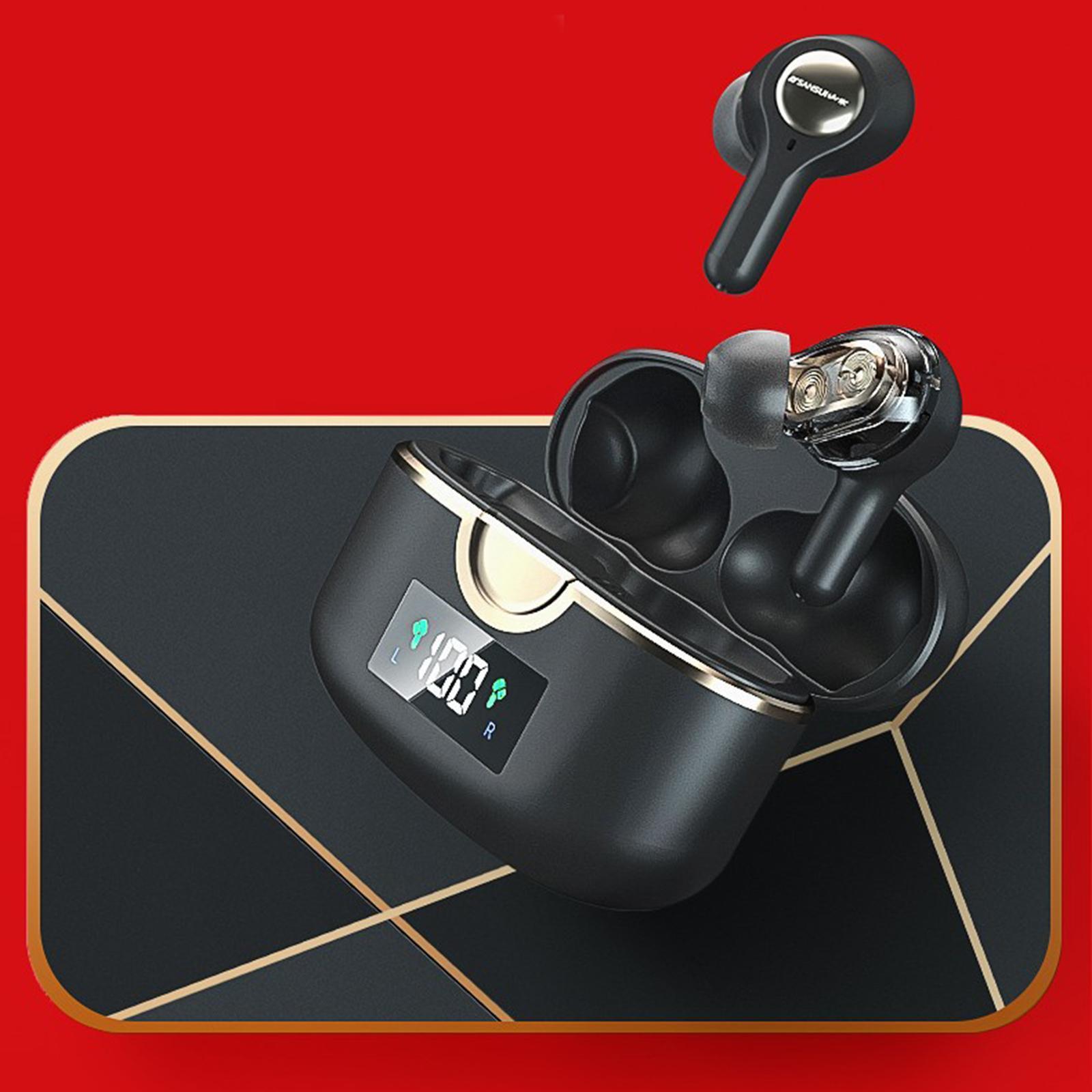 Bluetooth 5.0   Wireless  LED Screen Display Deep Bass for Workout Black