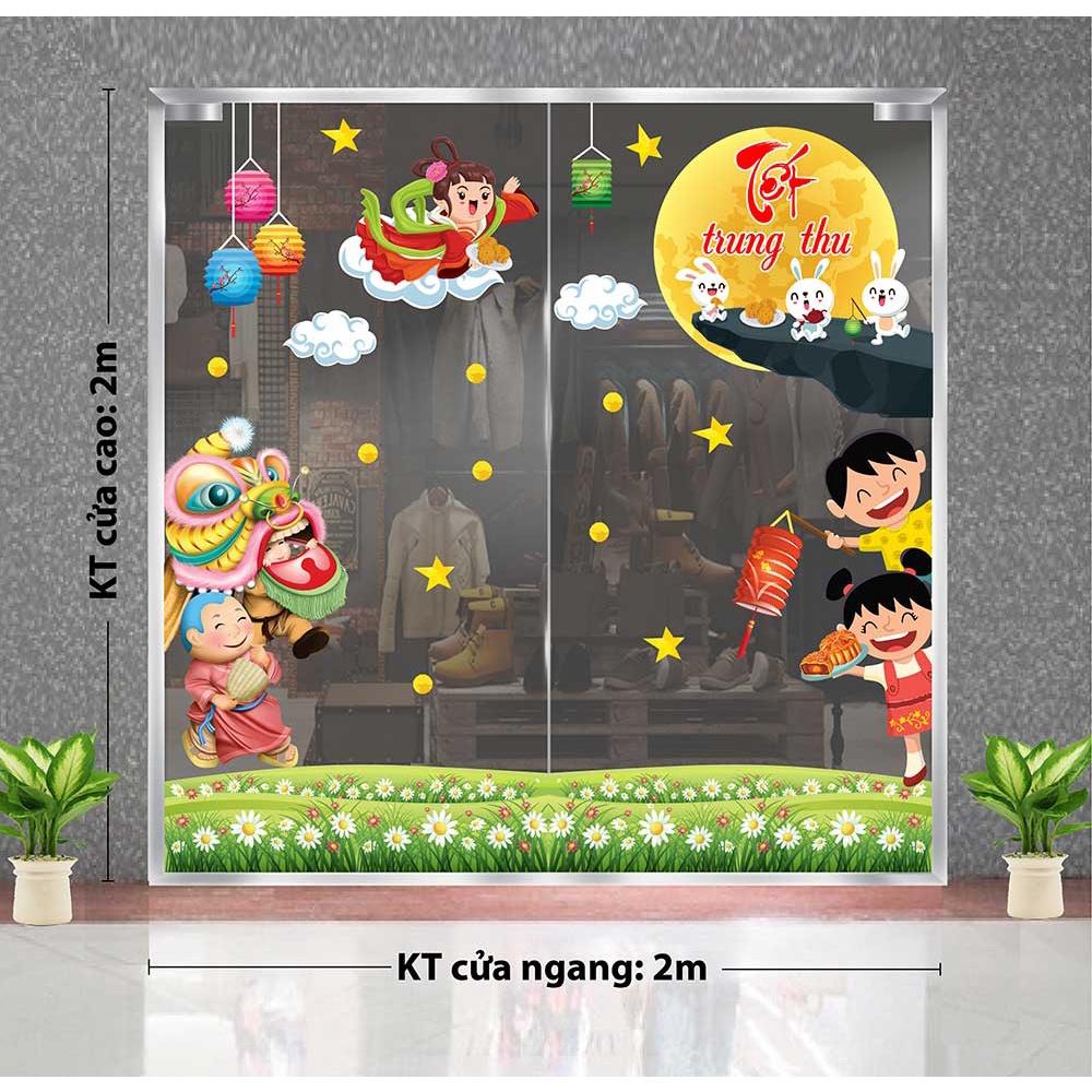 DECAL TRANG TRÍ TẾT TRUNG THU 2021 BÉ VÀ LÂN VUI DƯỚI TRĂNG RẰM