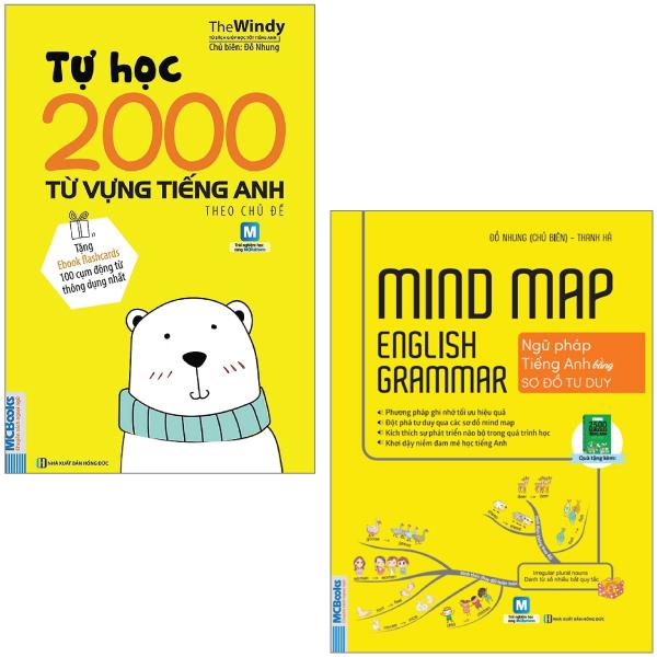 Combo Sách Mindmap English Grammar - Ngữ Pháp Tiếng Anh Bằng Sơ Đồ Tư Duy + Tự Học 2000 Từ Vựng Tiếng Anh Theo Chủ Đề