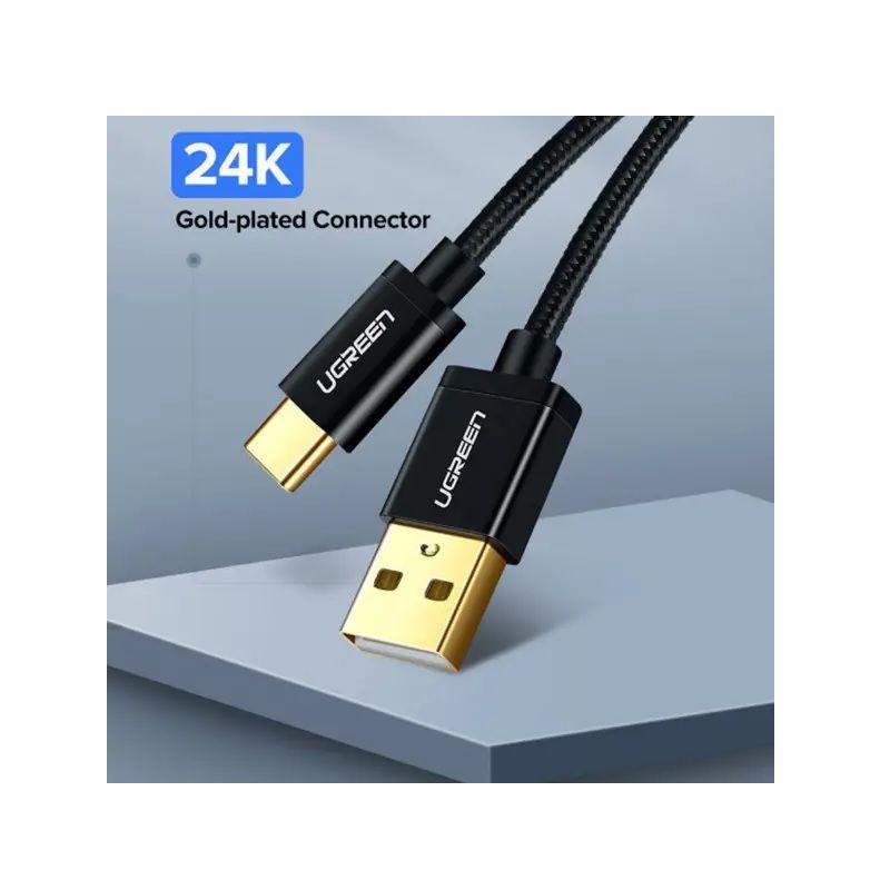 Ugreen UG40993US174TK 0.25M 3A màu Đen Cáp USB TypeC sang USB 2.0 Hỗ trợ sạc nhanh - HÀNG CHÍNH HÃNG