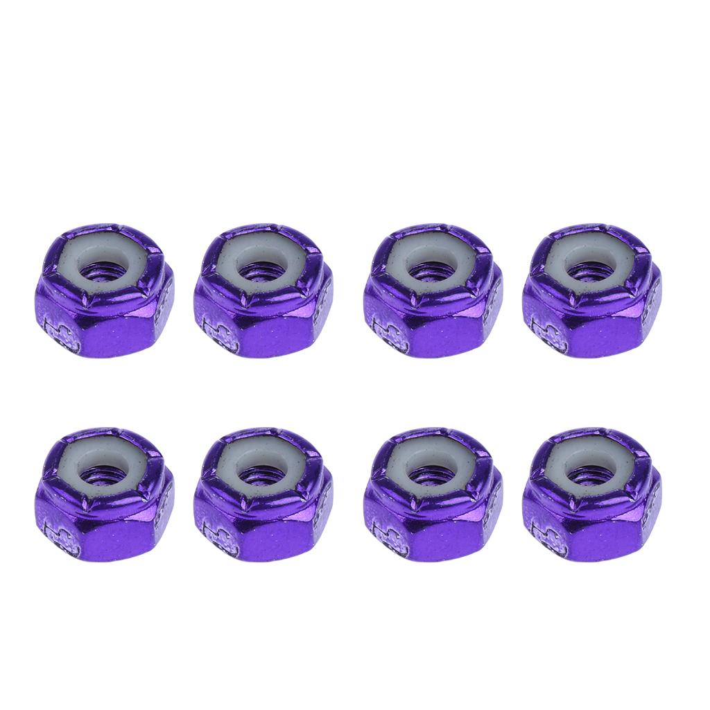 2x8pcs Replacement Skateboard Truck Hardware Set Longboard Screws Bolts Purple