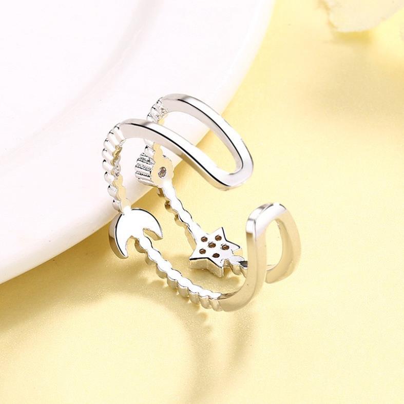 Nhẫn bạc 925 hình ngôi sao và mặt trăng cho nữ ANTA Jewelry ATJ3434
