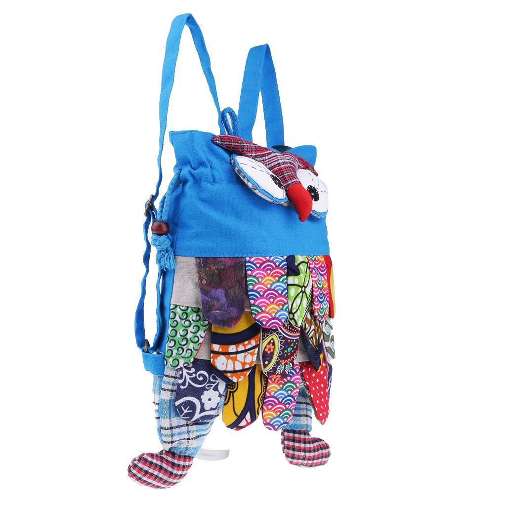 Cute Owl Cotton Handmade Patchwork Backpack Bag Women Girl Handbag