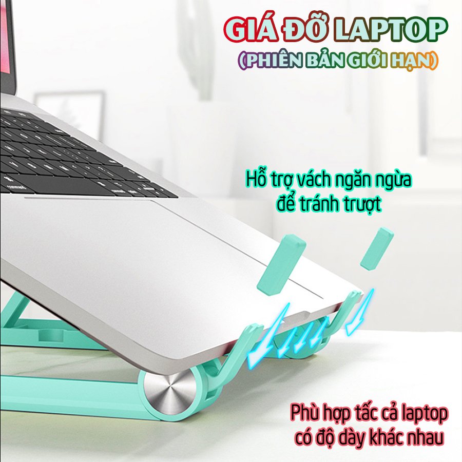 Tặng túi đựng bằng nỉ cao cấp - Giá đỡ dành cho Laptop tản nhiệt chống trượt - nhiều màu