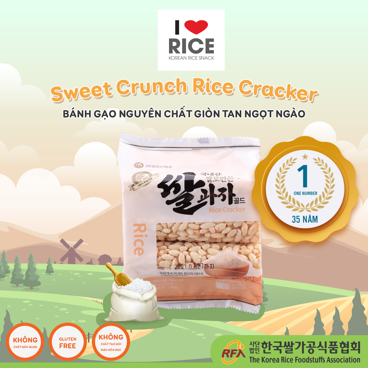 Bánh gạo nguyên chất (Rice Cracker) 70g