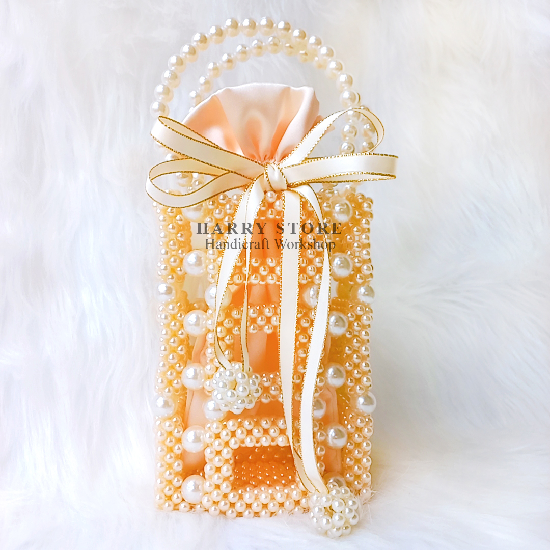 Túi xách handmade đan hạt cườm HRRF-K, túi đựng vừa các dòng điện thoại trẻ trung phối đầm, váy, công sở