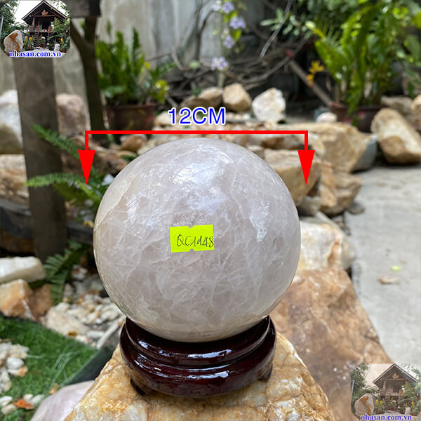 Quả cầu thạch anh hồng tự nhiên giúp cân bằng năng lượng-12cm-2.55kg-QC1148