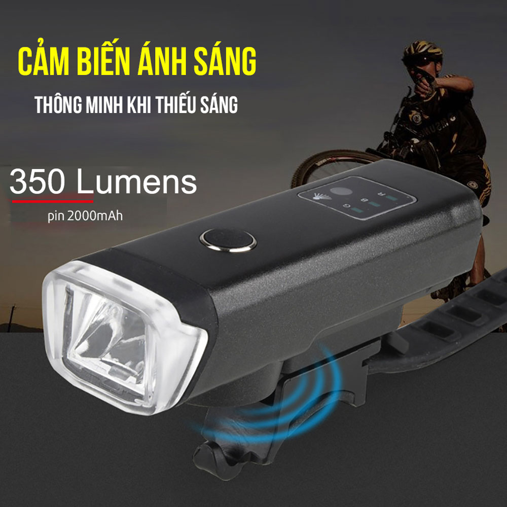 Đèn Xe Đạp Có Cảm Biến Ánh Sáng Chiếu Trước Nhiều Chế Độ 2000mAh Đạp Xe An Toàn Ban Đêm MaiLee