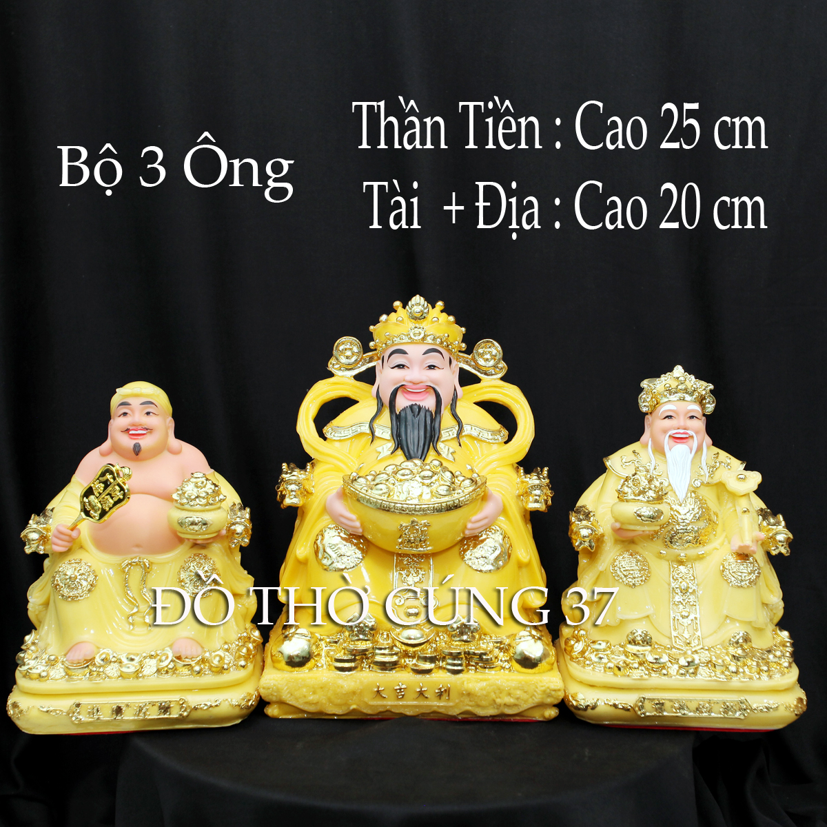 THẦN TÀI THỔ ĐỊA +THẦN TIỀN ÁO VÀNG CHẤT LIỆU BỘT ĐÁ COMPOSITE