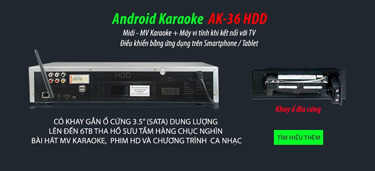 Đầu Android Karaoke Arirang AK-36HDD - Hàng Chính Hãng