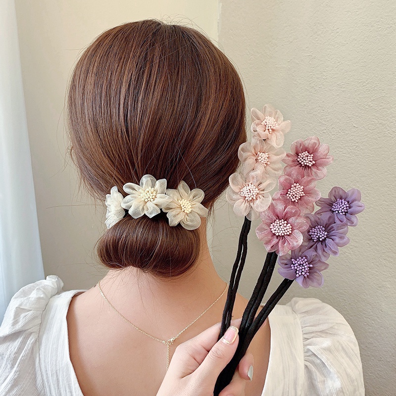 Dụng Cụ Hỗ Trợ Búi Tóc Hình Hoa Dành Cho Nữ, thanh búi tóc hình hoa tạo hình cho tóc ( màu ngẫu nhiên )