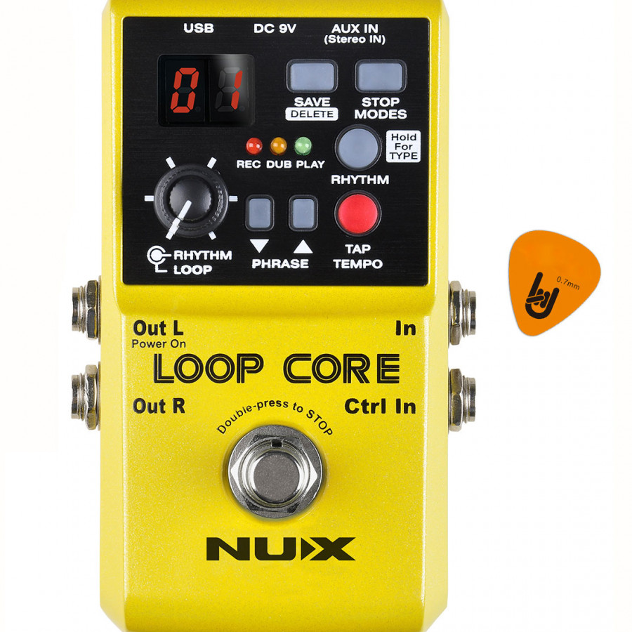 Phơ Guitar tạo vòng lặp Nux Loop Core Effect Pedal Kèm Pick (Bàn đạp Looper Fuzz - Thời gian ghi âm 6h)