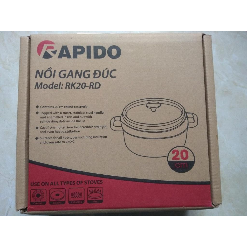 Nồi gang Rapido đúc nguyên khối, chống dính 2 lớp, dùng được cho bếp từ và bếp hồng ngoại