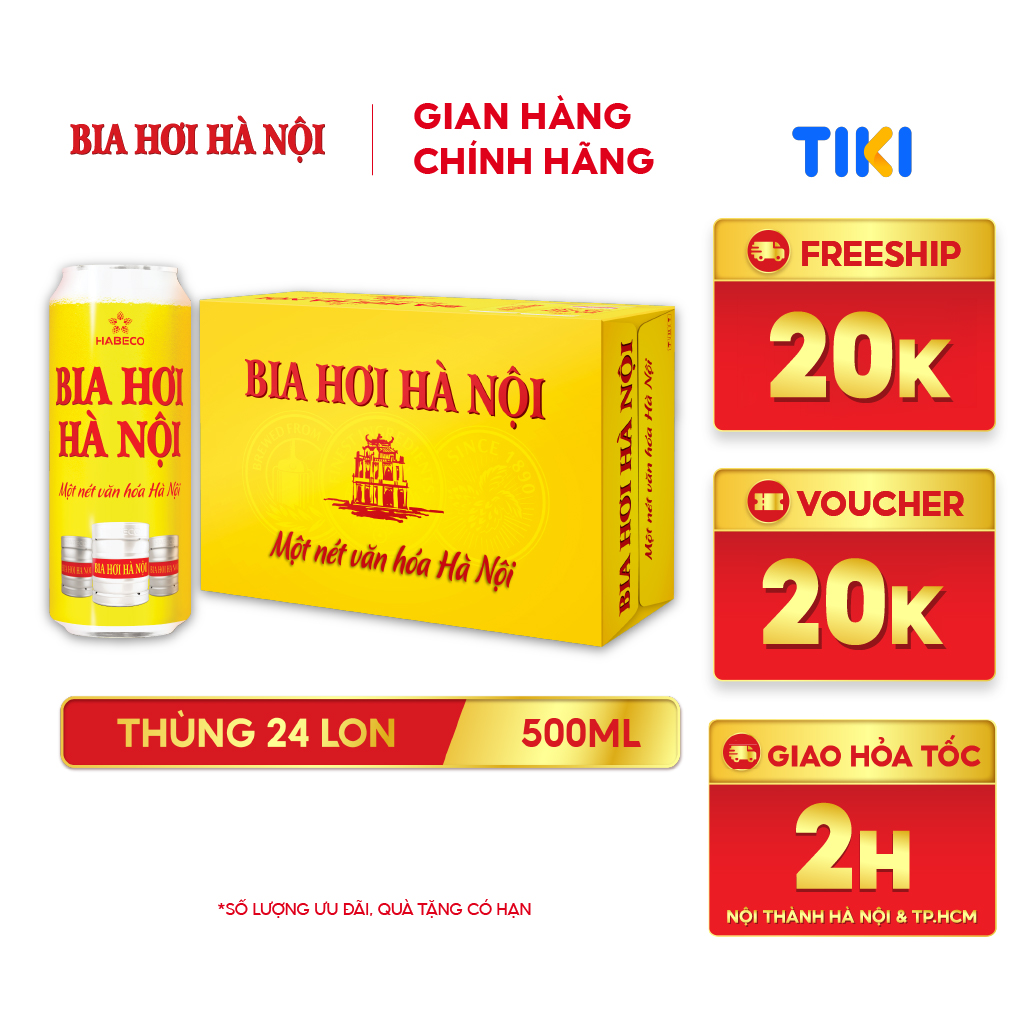 Hình ảnh Bia Hơi Hà Nội - Thùng 24 lon 500ml