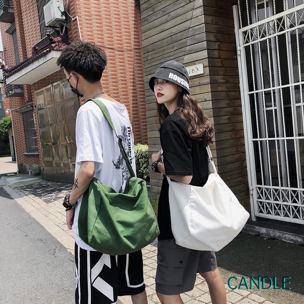 Túi Đeo Chéo Canvas Cỡ Lớn Màu Trơn Thời Trang Cho Nam Nữ