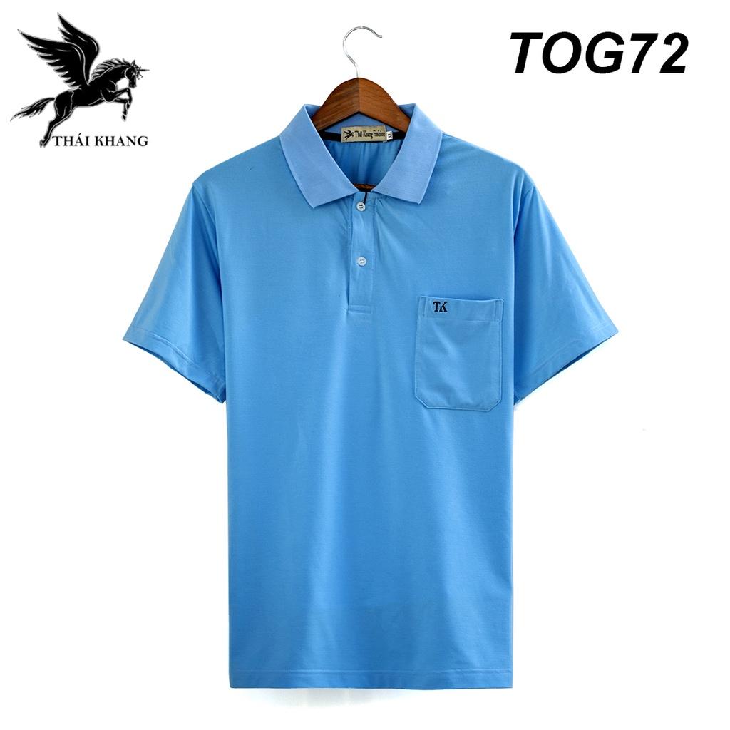 Áo polo nam ngắn tay trung niên vải cotton dệt riêng cho Thái Khang loại áo polo form rộng TOG7