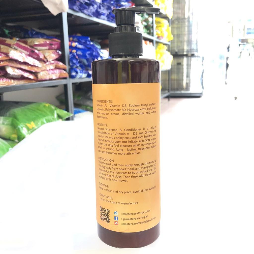 COMBO 2 Sữa Tắm Chó Mèo MasterCare 500ml Siêu Khử Mùi Lưu Mùi Lâu Mượt Lông Giảm Rụng Lông