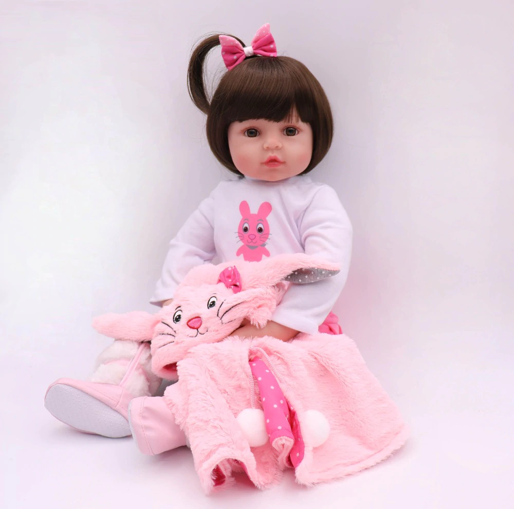 Búp Bê Tái Sinh Bé Gái Cười Mỉm Thân Nhựa Mềm42 cm 18 inch Quà sinh nhật cho trẻ em