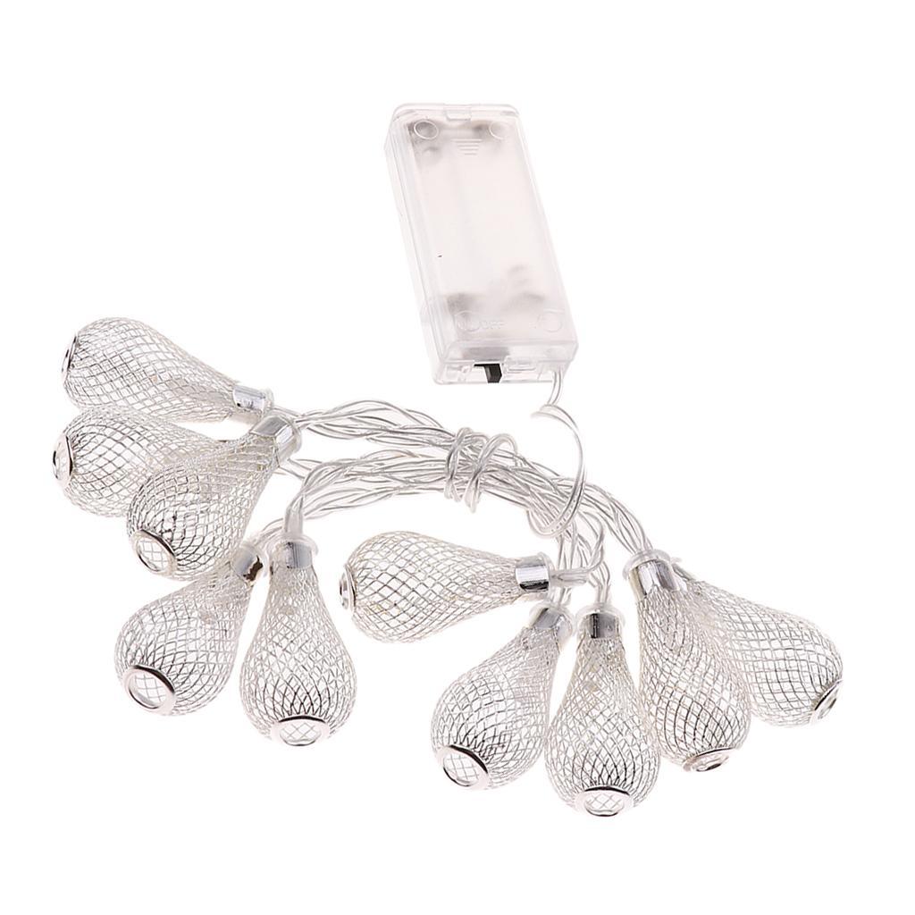 Iron Waterdrop Shape LED String Lights Lamp Battery Powered