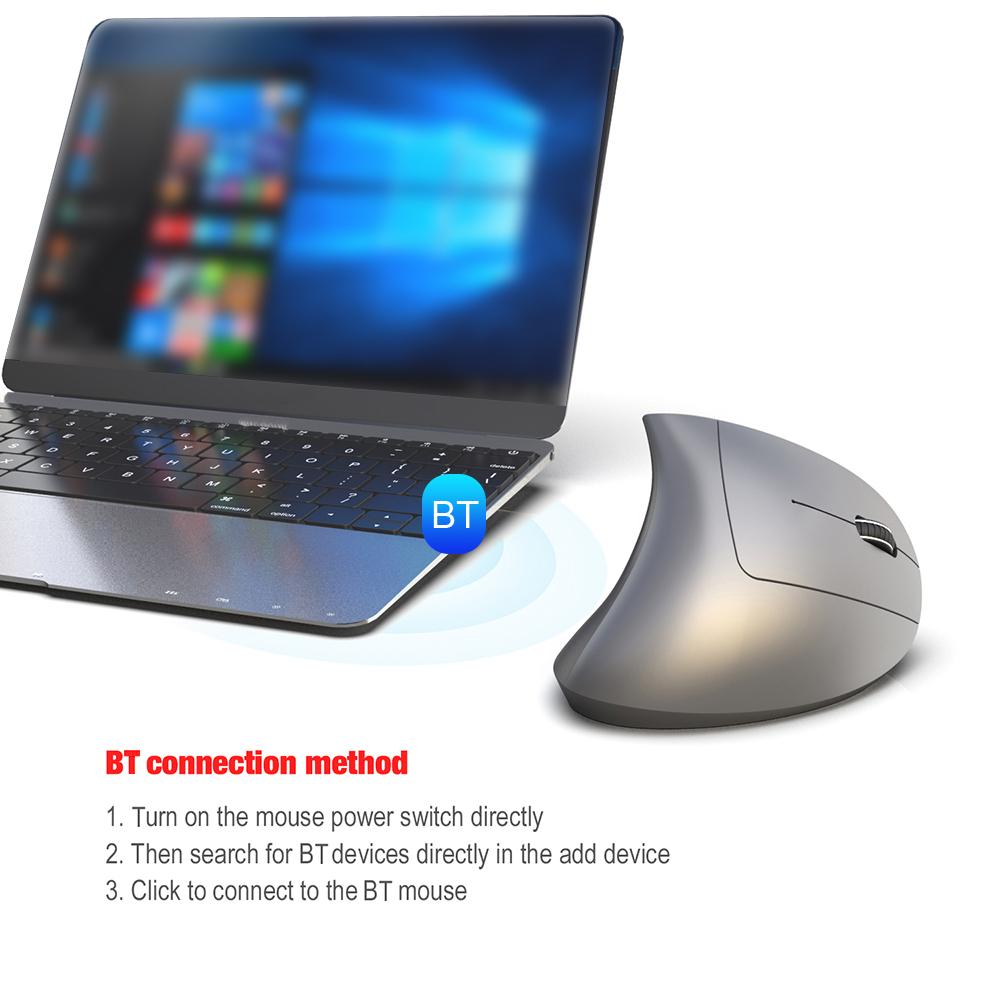 HXSJ T29 Wireless Mouse BT3.0 Vertical Optical Mouse 3 Adjustable DPI Ergonomic Design for Windows Android System