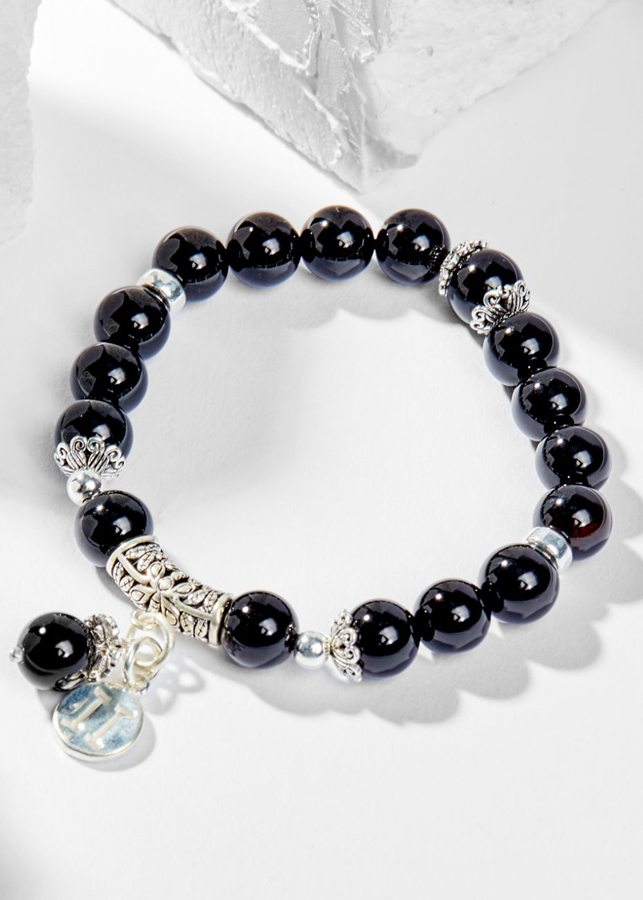 Vòng Tay Phong Thủy Đá Obsidian Phối Charm Cung Hoàng Đạo Song Tử Mệnh Thủy, Mộc Ngọc Quý Gemstones
