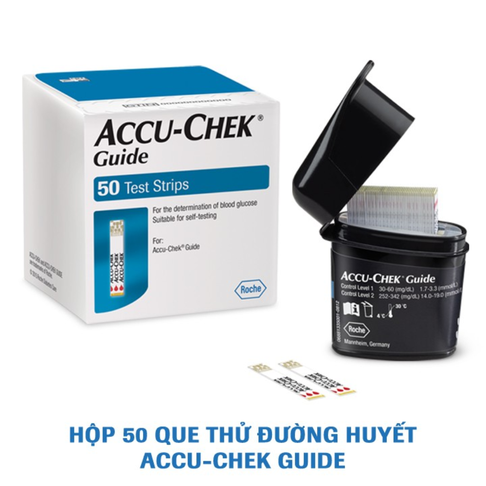 [Chính hãng, sx tại Mỹ] 50 Que thử đường huyết Accu-Chek Guide, Nhập khẩu chính hãng