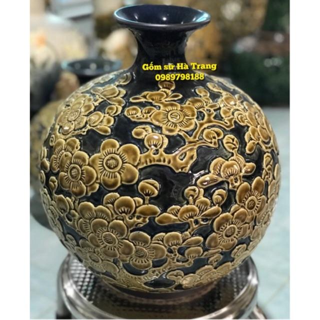 Bình hút tài lộc gốm sứ Bát Tràng cao cấp  Hoạ tiết khắc chìm tinh tế