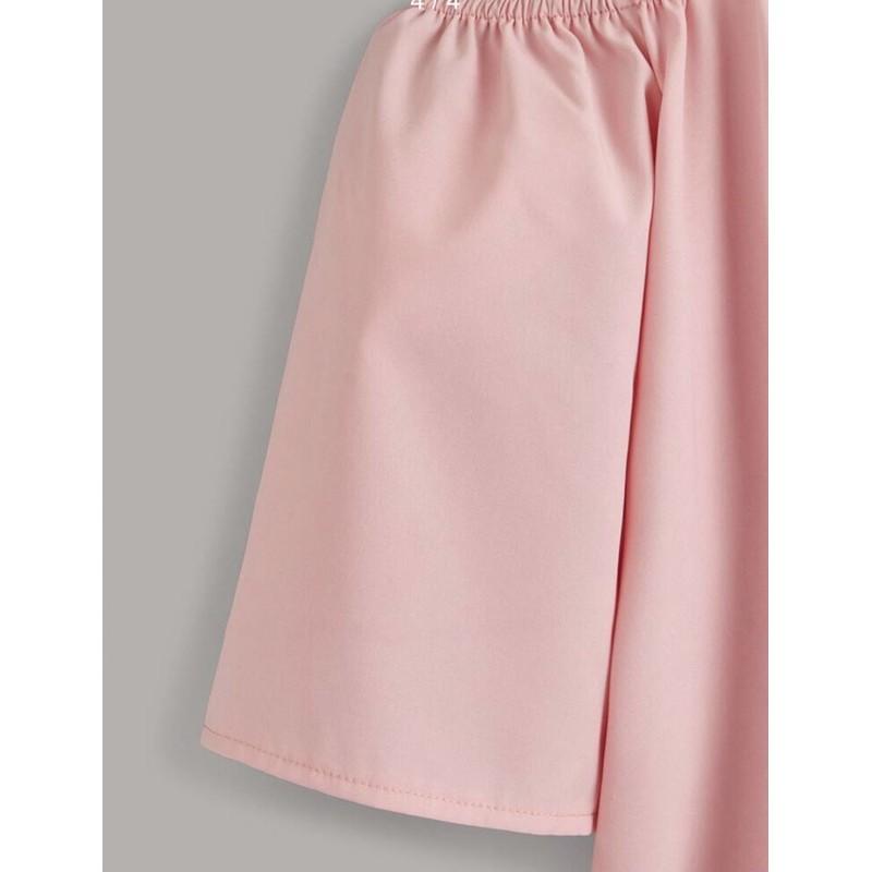 Áo Sơ Mi Trễ Vai Hồng Cam